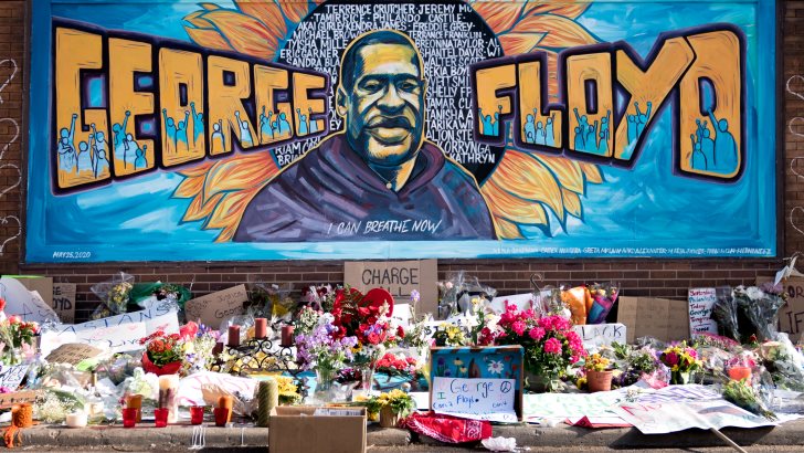 The George Floyd Memorial outside Cup Foods at Chicago Ave and E 38th St in Minneapolis, Minnesota