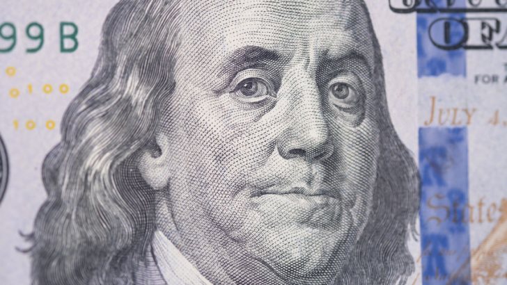 The Face of Benjamin Franklin on a Hundred Dollar Bill Note