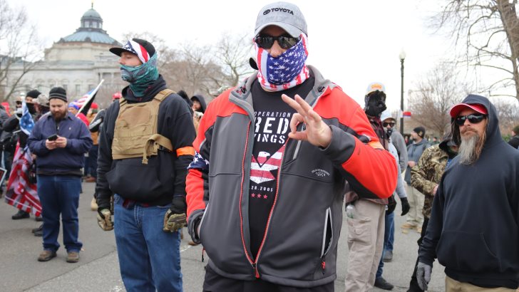 PROUD BOYS marching in front of the US Supreme Court along First Street between Maryland Avenue and East Capitol Street, NE, Washington DC on Wednesday morning, 6 January 2021