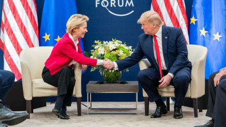 President Donald J. Trump meets with the President of the European Commission Ursula von der Leyen during the 50th Annual World Economic Forum