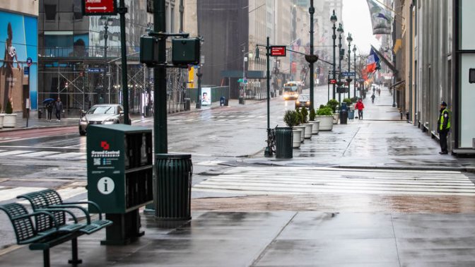 Empty streets of New York City during Coronavirus quarantine lockdown