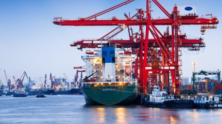 Industrial container freight port in Shanghai, China