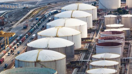 Oil storage tanks in California