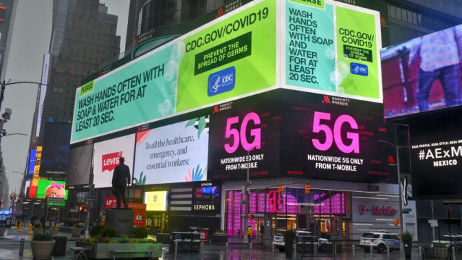 No crowds in Times Square after self-quarantine and social distancing