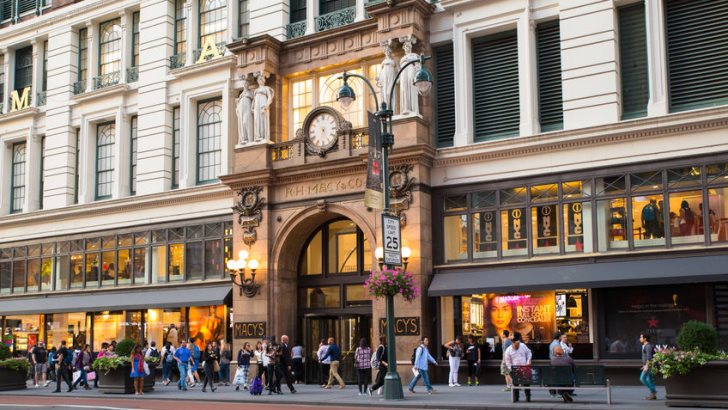 View of Macy's Department Store Herald Square on 34th Street in Midtown Manhattan