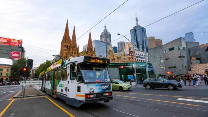 Tram in Melbourne city center