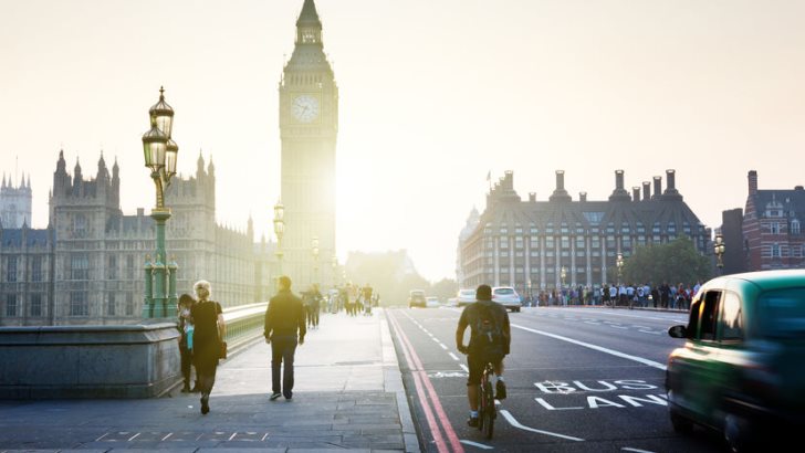 Westminster Bridge at sunset, London, UK