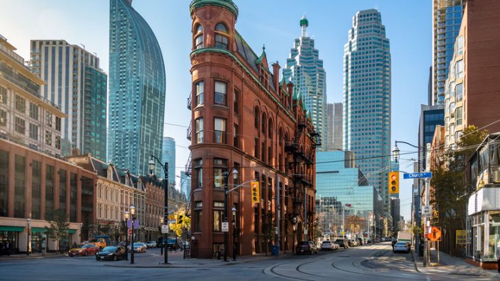 Or Gooderham Flatiron Building in downtown Toronto - Toronto, Ontario, Canada