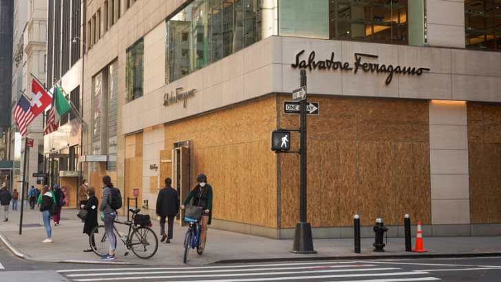 NEW YORK - NOVEMBER 5, 2020: Salvatore Ferragamo luxury retailer store at 5th Avenue