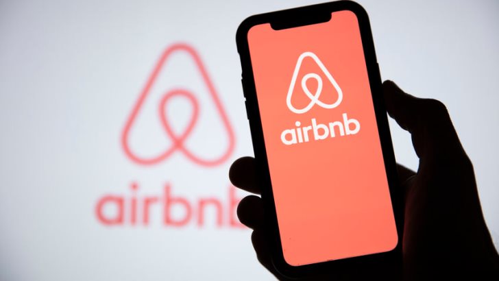 Airbnb home holiday rental logo on a smartphone screen