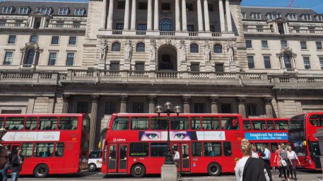 People visiting the Bank of England in London, UK